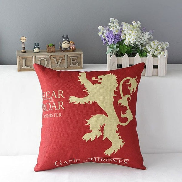18" Square Game of Thrones Cotton Linen Cushion Cover Sofa Decorative Throw Pillow Home Chair Car Seat Pillow Case almofadas