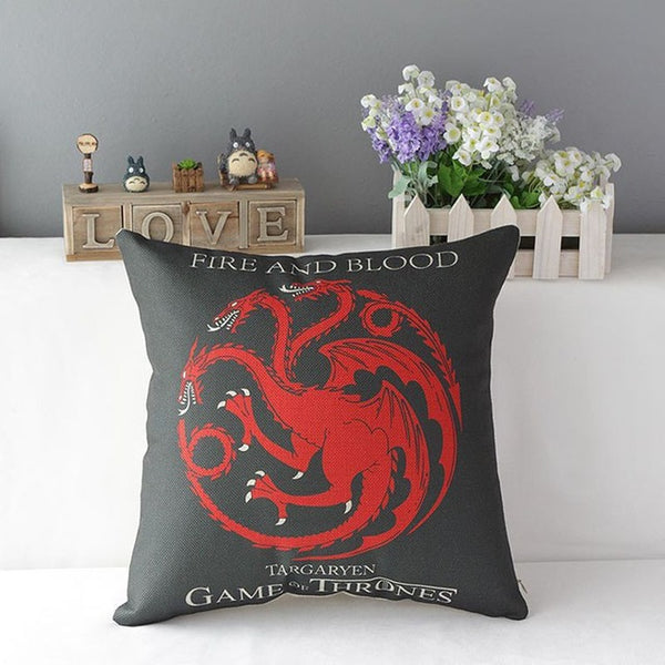 18" Square Game of Thrones Cotton Linen Cushion Cover Sofa Decorative Throw Pillow Home Chair Car Seat Pillow Case almofadas