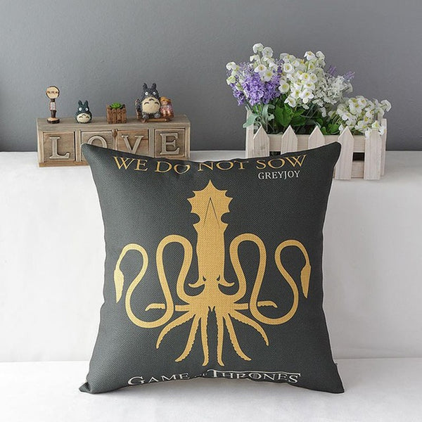 18" Square Game of Thrones Cotton Linen Cushion Cover Sofa Decorative Throw Pillow Home Chair Car Seat Pillow Case almofadas