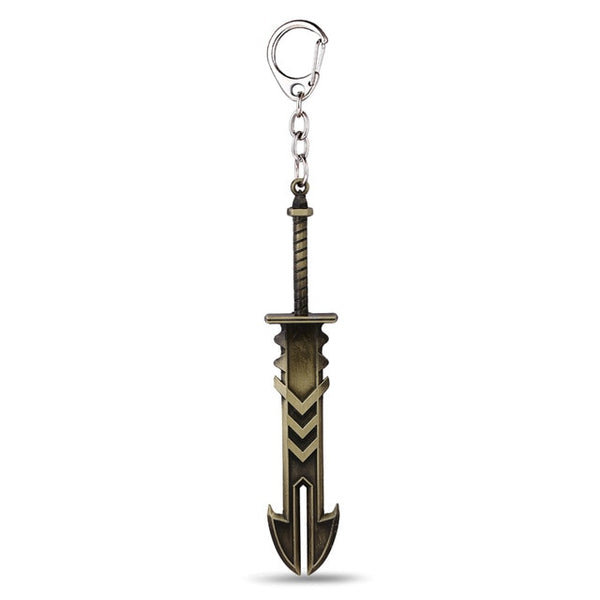 Mengtuyi Jewelry LOL League Royal Blue Gems Keychain Legends The Exemplar Demacia Jarvan IV Pendant Weapon Keychain