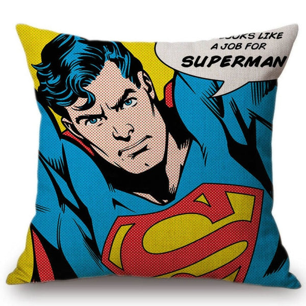 18" POP Art Super Heroes Hulk Spiderman Superman Batman Comic Home Decorative Sofa Throw Pillow Case Cotton Linen Cushion Cover