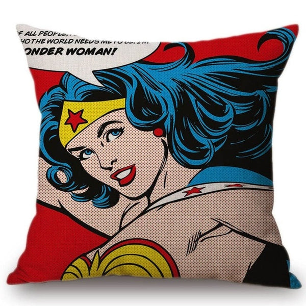 18" POP Art Super Heroes Hulk Spiderman Superman Batman Comic Home Decorative Sofa Throw Pillow Case Cotton Linen Cushion Cover