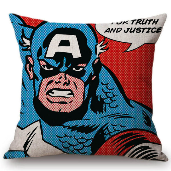 18" POP Art Super Heroes Hulk Spiderman Superman Batman Comic Home Decorative Sofa Throw Pillow Case Cotton Linen Cushion Cover