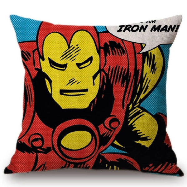 18" POP Art Super Heroes Hulk Spiderman Superman Batman Comic Home Decorative Sofa Throw Pillow Case Cotton Linen Cushion Cover
