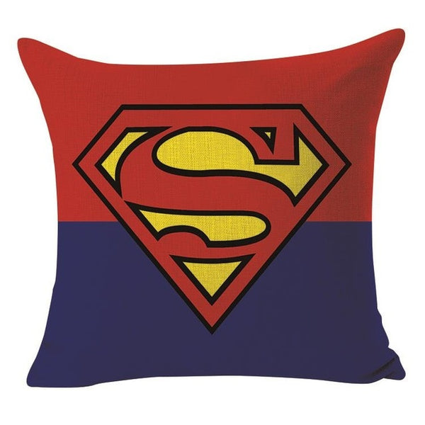 Cartoon Super Hero Series Cushion Cover Superman Spider Man Batman Captain Square Pillow Case Linen Car Sofa Chair Pillow Cover