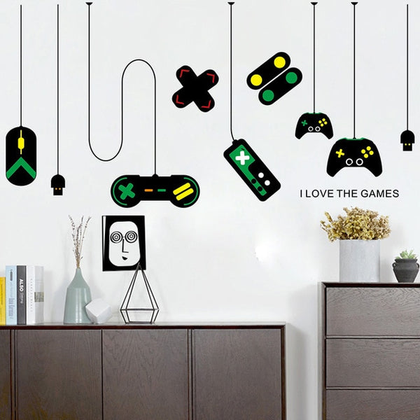 Game console controller decorative chandeliers wall stickers Gamer bedroom Internet cafes study computer desk background sticker