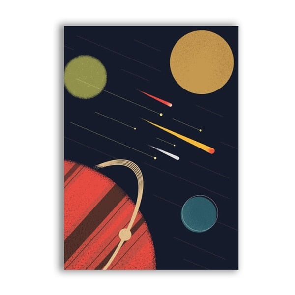 Space Poster Wall Art Canvas Prints , I Need More Space Science Art Canvas Painting Outer Space Planets Print Cosmos Poster