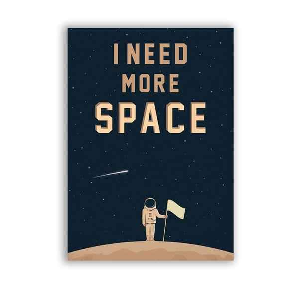 Space Poster Wall Art Canvas Prints , I Need More Space Science Art Canvas Painting Outer Space Planets Print Cosmos Poster