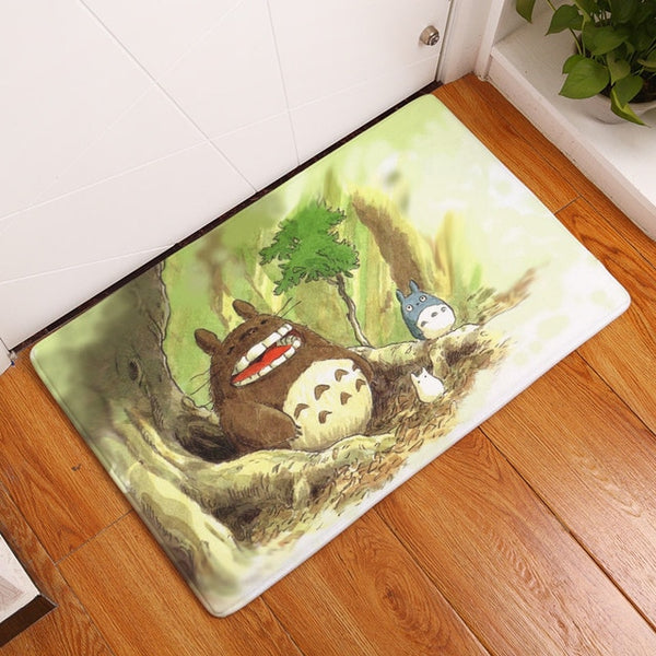 Flannel anti-slip mats Totoro cat cute animal printed Rectangular Mat 40*60cm Entrance Doormats Washable Kitchen Floor Bathroom
