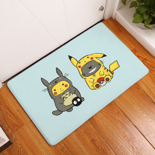 Flannel anti-slip mats Totoro cat cute animal printed Rectangular Mat 40*60cm Entrance Doormats Washable Kitchen Floor Bathroom