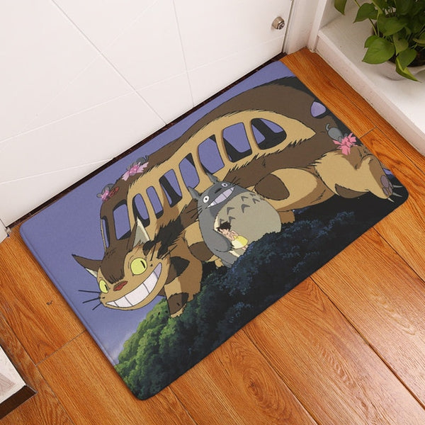 Flannel anti-slip mats Totoro cat cute animal printed Rectangular Mat 40*60cm Entrance Doormats Washable Kitchen Floor Bathroom