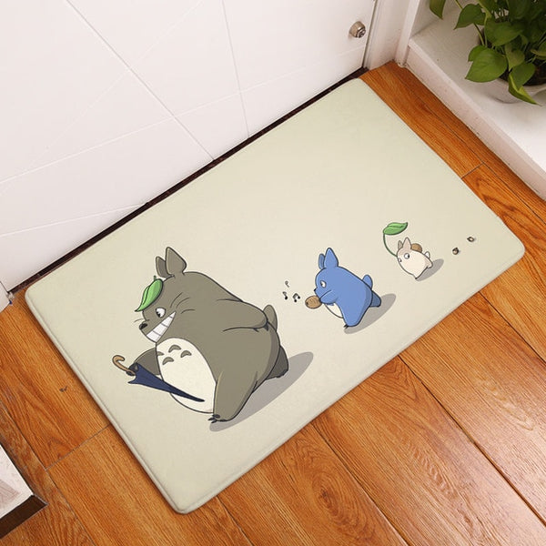 Flannel anti-slip mats Totoro cat cute animal printed Rectangular Mat 40*60cm Entrance Doormats Washable Kitchen Floor Bathroom