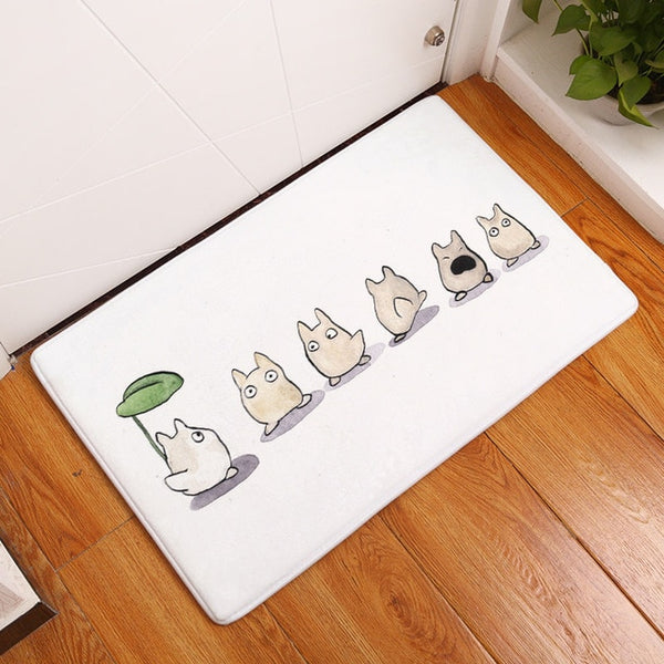 Flannel anti-slip mats Totoro cat cute animal printed Rectangular Mat 40*60cm Entrance Doormats Washable Kitchen Floor Bathroom