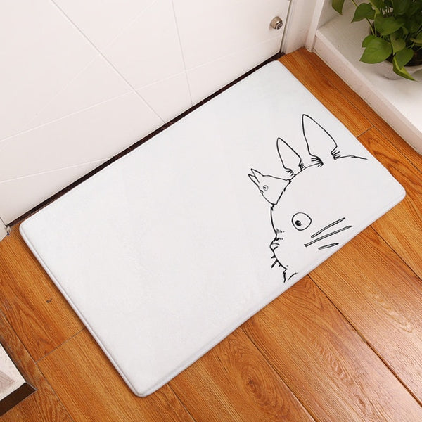 Flannel anti-slip mats Totoro cat cute animal printed Rectangular Mat 40*60cm Entrance Doormats Washable Kitchen Floor Bathroom