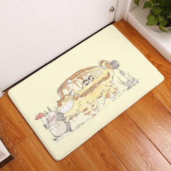 Flannel anti-slip mats Totoro cat cute animal printed Rectangular Mat 40*60cm Entrance Doormats Washable Kitchen Floor Bathroom