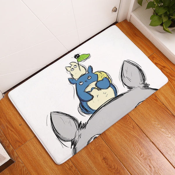 Flannel anti-slip mats Totoro cat cute animal printed Rectangular Mat 40*60cm Entrance Doormats Washable Kitchen Floor Bathroom