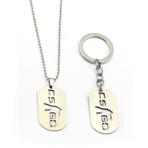 New Counter Strike Cs Go Metal Keychain CSGO Dog Tag Key Ring Beads Chain Pendant Porte Clef llaveros Jewelry For Men Car Bag