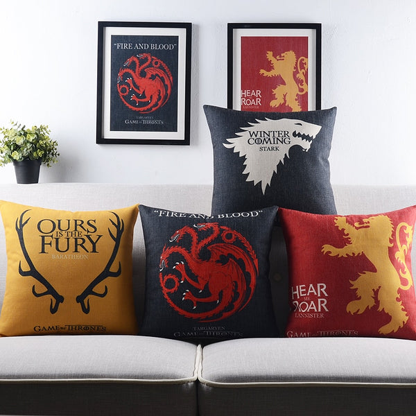 Game of Thrones Decoration Sofe Throw Pillow Case Song of Ice and Fire Printed Linen Cotton Cushion Cover Almofadas Cojines