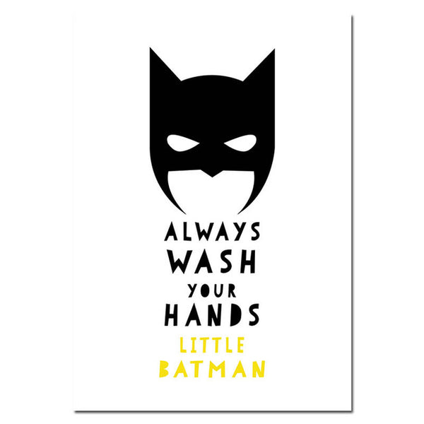 NDITB Custom Name Posters Baby Nursery Wall Art Canvas Painting Cartoon Batman Mask Prints Nordic Kids Decoration Pictures
