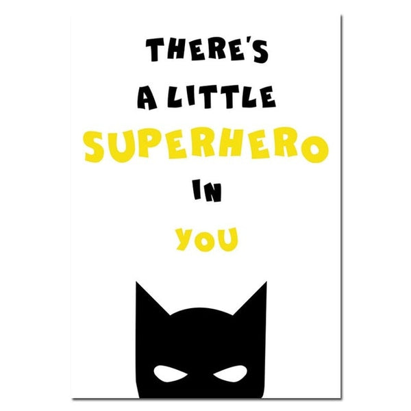 NDITB Custom Name Posters Baby Nursery Wall Art Canvas Painting Cartoon Batman Mask Prints Nordic Kids Decoration Pictures