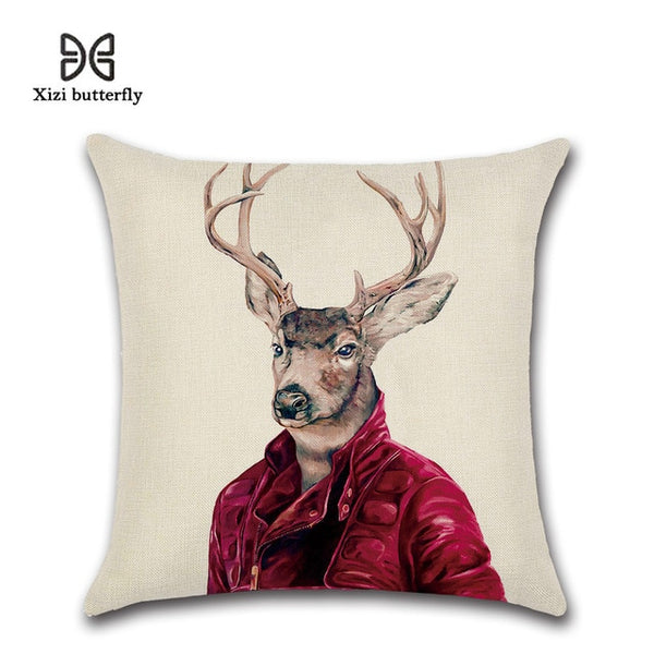 Animal Mr.Cat Famliy Printed Pillow Case Cushion Cotton Linen Cartoon Throw Pillow Cover for Home Office Hotel Coussin 45*45 CM