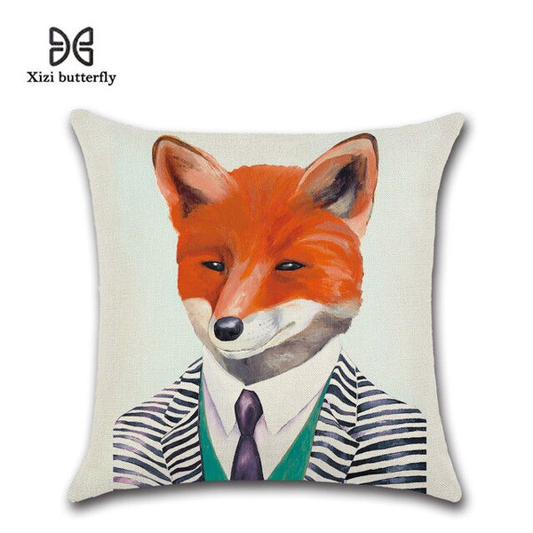 Animal Mr.Cat Famliy Printed Pillow Case Cushion Cotton Linen Cartoon Throw Pillow Cover for Home Office Hotel Coussin 45*45 CM