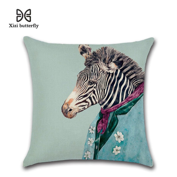 Animal Mr.Cat Famliy Printed Pillow Case Cushion Cotton Linen Cartoon Throw Pillow Cover for Home Office Hotel Coussin 45*45 CM