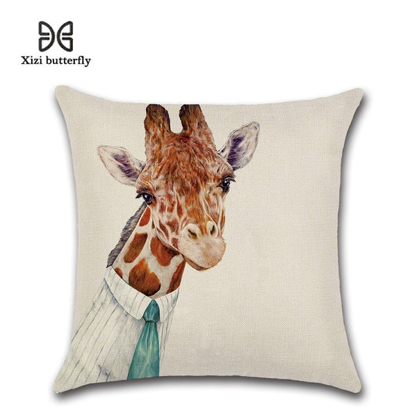 Animal Mr.Cat Famliy Printed Pillow Case Cushion Cotton Linen Cartoon Throw Pillow Cover for Home Office Hotel Coussin 45*45 CM
