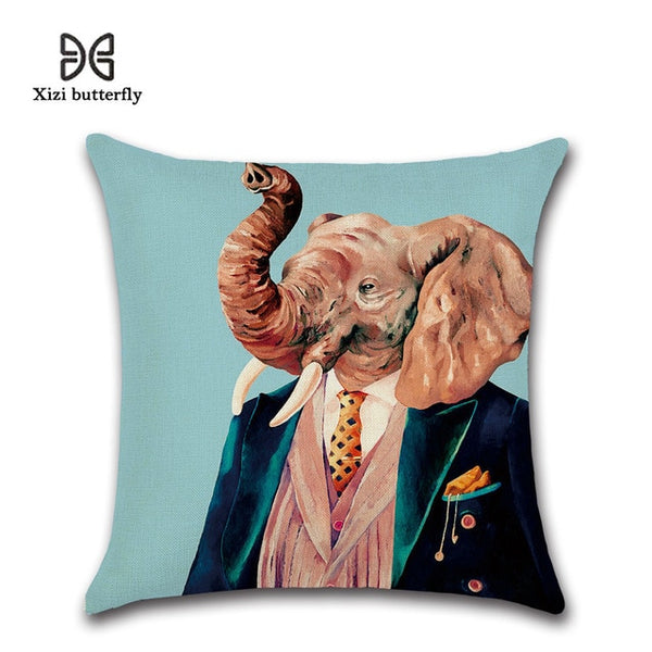 Animal Mr.Cat Famliy Printed Pillow Case Cushion Cotton Linen Cartoon Throw Pillow Cover for Home Office Hotel Coussin 45*45 CM