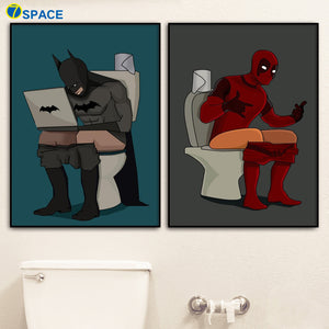 Superhero Batman Deadpool Wall Art Canvas Painting Nordic Posters And Prints Wall Pictures For Living Room Toilet Bathroom Decor