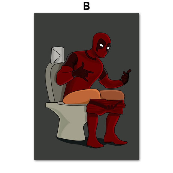 Superhero Batman Deadpool Wall Art Canvas Painting Nordic Posters And Prints Wall Pictures For Living Room Toilet Bathroom Decor