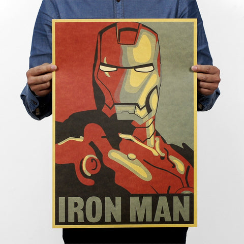 Marvel Hero Iron Man Vintage Kraft Paper Classic Movie Poster Home Decor Art Office School DIY Retro Prints Boys Toy Figures
