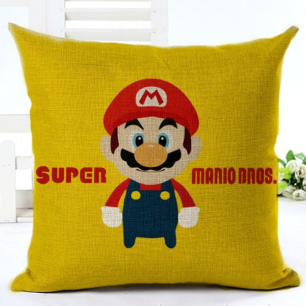 2019 Cartoon Decorative Throw Pillow Super Mario Mushroom Cotton Linen Cushion cover For Sofa Home Decor Almofadas conjes