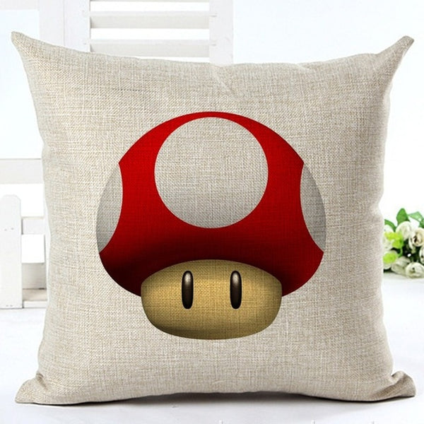 2019 Cartoon Decorative Throw Pillow Super Mario Mushroom Cotton Linen Cushion cover For Sofa Home Decor Almofadas conjes