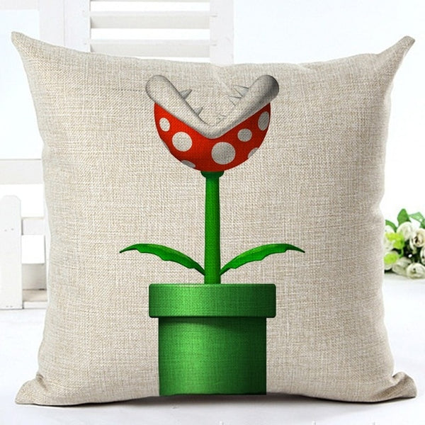 2019 Cartoon Decorative Throw Pillow Super Mario Mushroom Cotton Linen Cushion cover For Sofa Home Decor Almofadas conjes