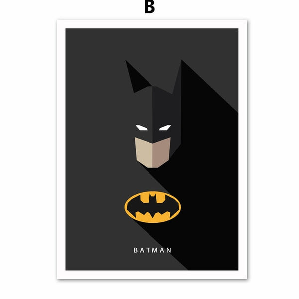 Super Mario Batman Super hero Wolverine Nordic Posters And Prints Wall Art Canvas Painting Wall Pictures Baby Kids Room Decor
