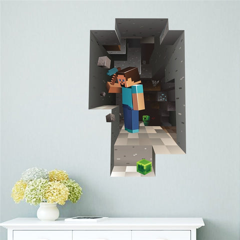 Cartoon Game Minecraft 3D Wall Stickers For Kids Rooms Mural Poster Home Decor Wall Decals Poster