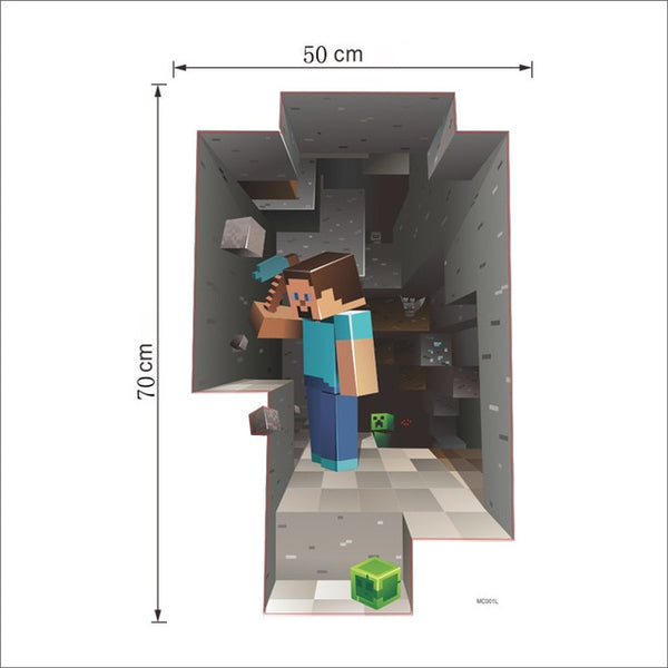 Cartoon Game Minecraft 3D Wall Stickers For Kids Rooms Mural Poster Home Decor Wall Decals Poster