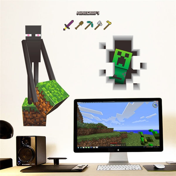 Cartoon Game Minecraft 3D Wall Stickers For Kids Rooms Mural Poster Home Decor Wall Decals Poster