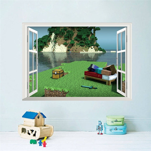 Cartoon Game Minecraft 3D Wall Stickers For Kids Rooms Mural Poster Home Decor Wall Decals Poster