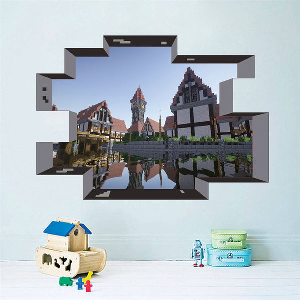 Cartoon Game Minecraft 3D Wall Stickers For Kids Rooms Mural Poster Home Decor Wall Decals Poster