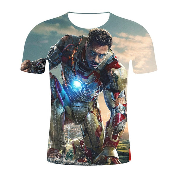 New Summer Marvel Avengers 3D Printed Ironman T Shirt Men Compression Crossfit Short Sleeve Men T-Shirt Fashion Fitness Clothing