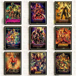 2019 New Marvel Movie Avengers Endgame Poster Kraft Paper Super Hero Retro Poster and Prints Cafe Room Wall Sticker Art Painting