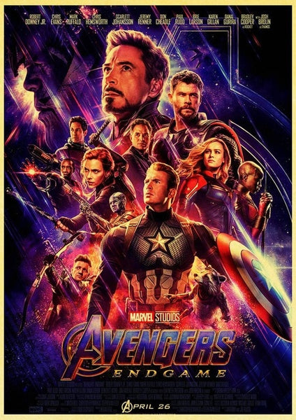 2019 New Marvel Movie Avengers Endgame Poster Kraft Paper Super Hero Retro Poster and Prints Cafe Room Wall Sticker Art Painting