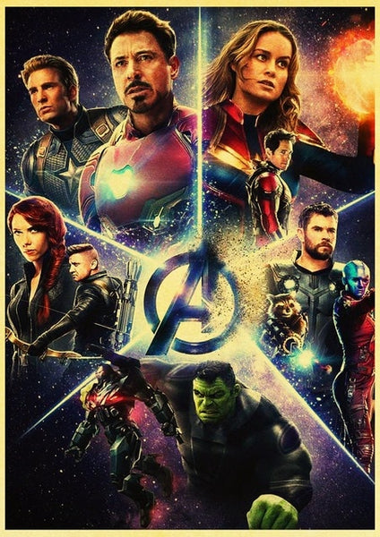 2019 New Marvel Movie Avengers Endgame Poster Kraft Paper Super Hero Retro Poster and Prints Cafe Room Wall Sticker Art Painting