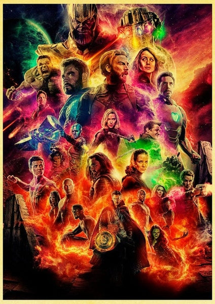 2019 New Marvel Movie Avengers Endgame Poster Kraft Paper Super Hero Retro Poster and Prints Cafe Room Wall Sticker Art Painting