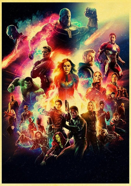 2019 New Marvel Movie Avengers Endgame Poster Kraft Paper Super Hero Retro Poster and Prints Cafe Room Wall Sticker Art Painting