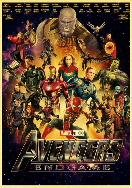 2019 New Marvel Movie Avengers Endgame Poster Kraft Paper Super Hero Retro Poster and Prints Cafe Room Wall Sticker Art Painting