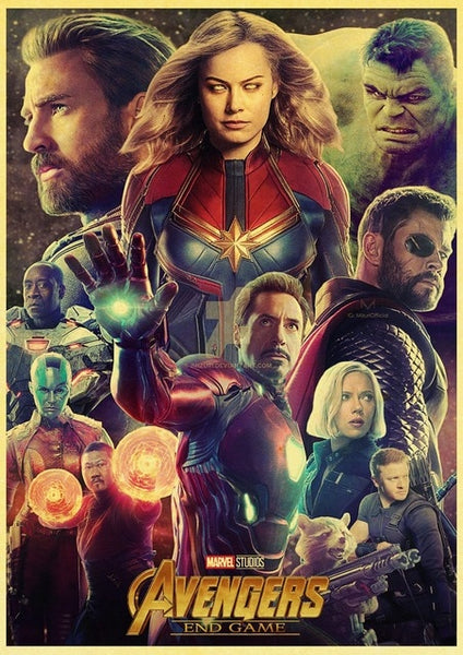 2019 New Marvel Movie Avengers Endgame Poster Kraft Paper Super Hero Retro Poster and Prints Cafe Room Wall Sticker Art Painting