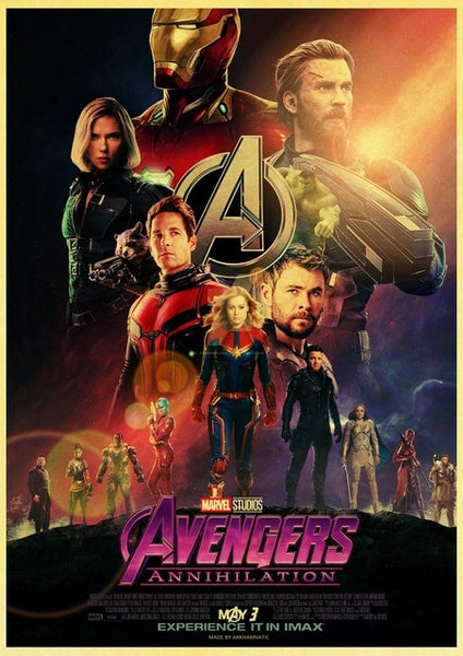 2019 New Marvel Movie Avengers Endgame Poster Kraft Paper Super Hero Retro Poster and Prints Cafe Room Wall Sticker Art Painting